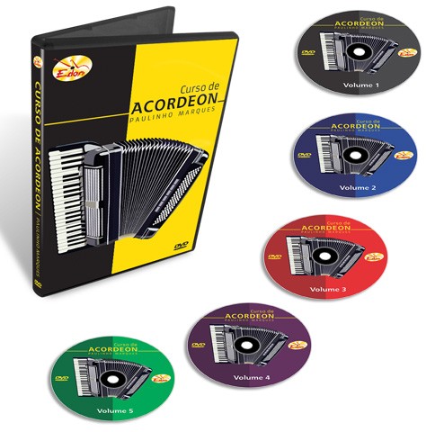 Coleção Curso de Acordeon Intermediário e Avançado em 5 DVDs - Edon